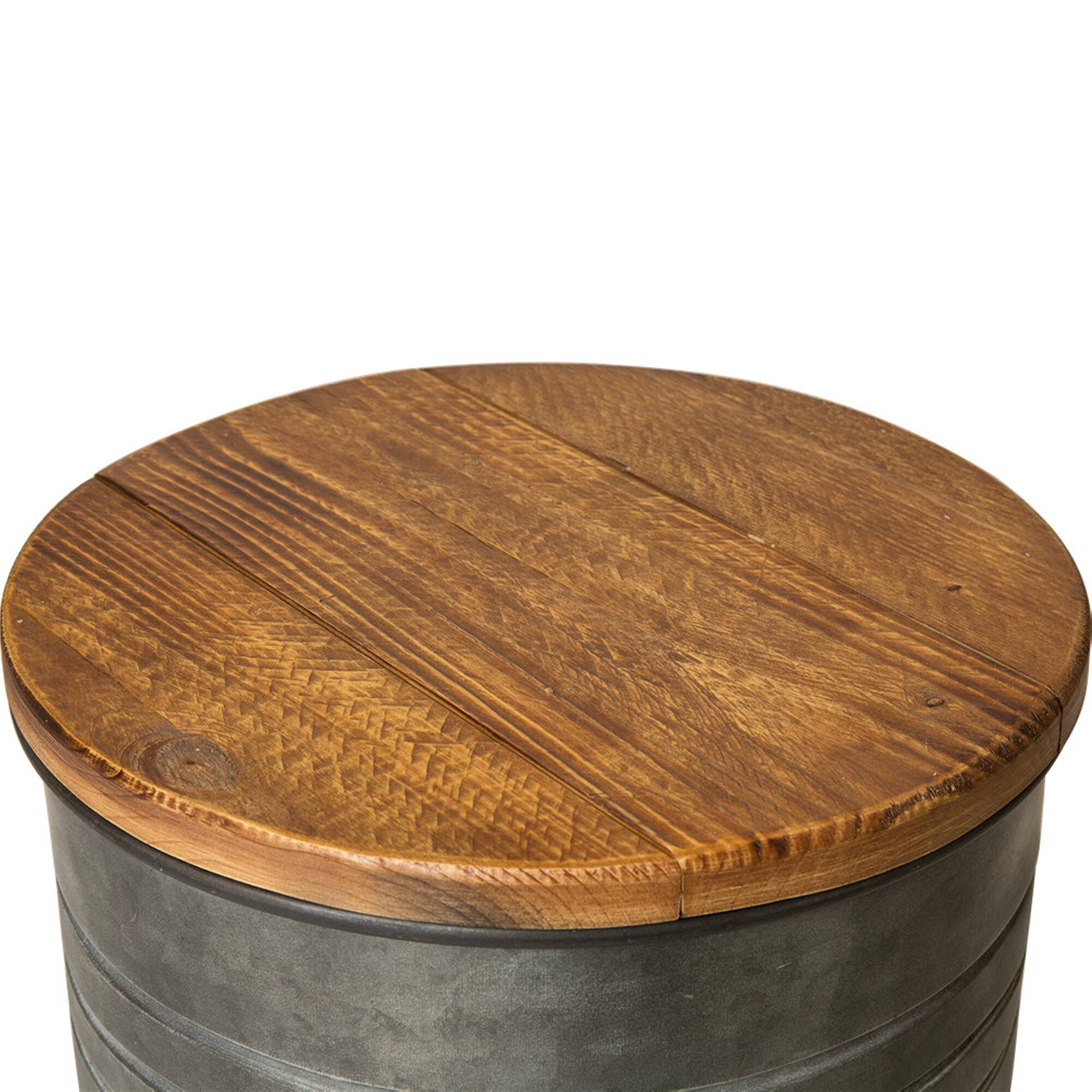 Glitzhome® Farmhouse Metal & Wood Storage Seat Stool Set